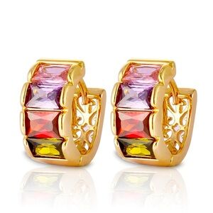 luxury 18k gold plated multicolour zircon earrings.